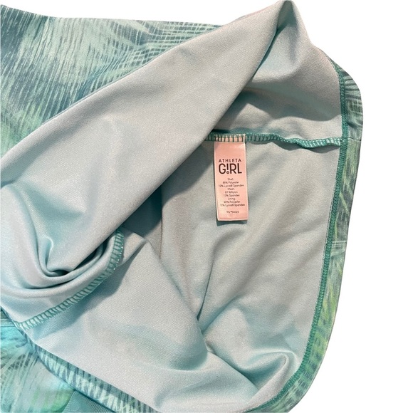 Athleta Girl Tank Top  L 12 Green Leafs TroPical Mesh Build In Bra Stretch. - Picture 6 of 6